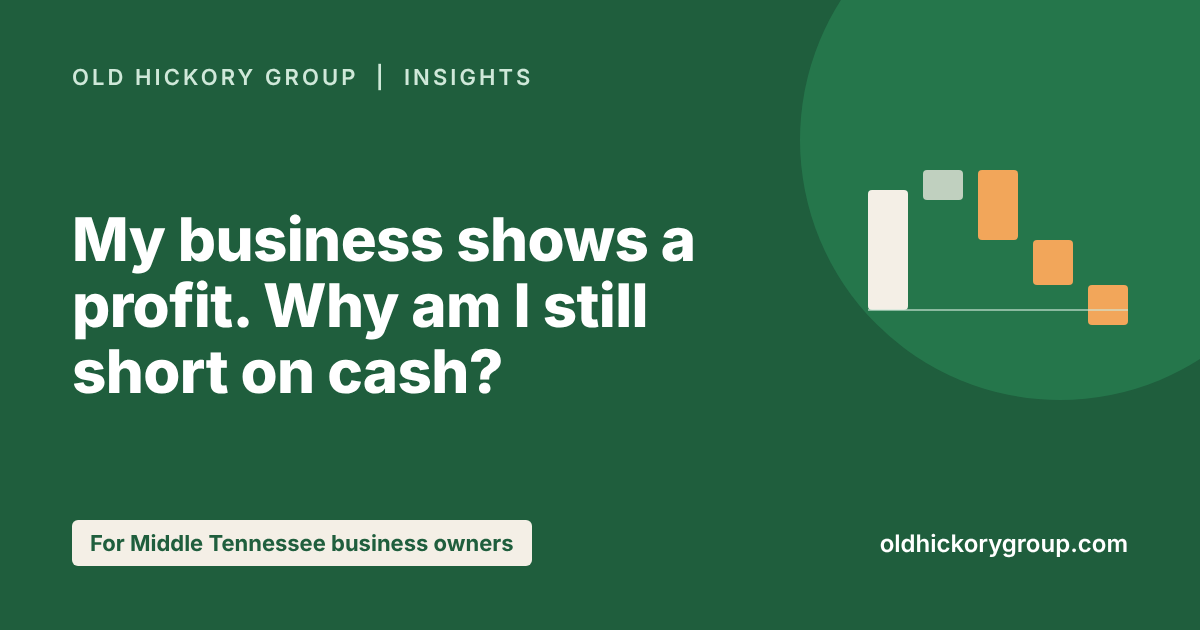 Old Hickory Group header: My business shows a profit. Why am I still short on cash? For Middle Tennessee business owners.