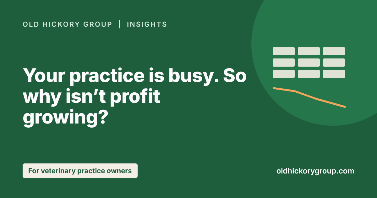 Old Hickory Group header: Your practice is busy. So why isn’t profit growing? For veterinary practice owners.